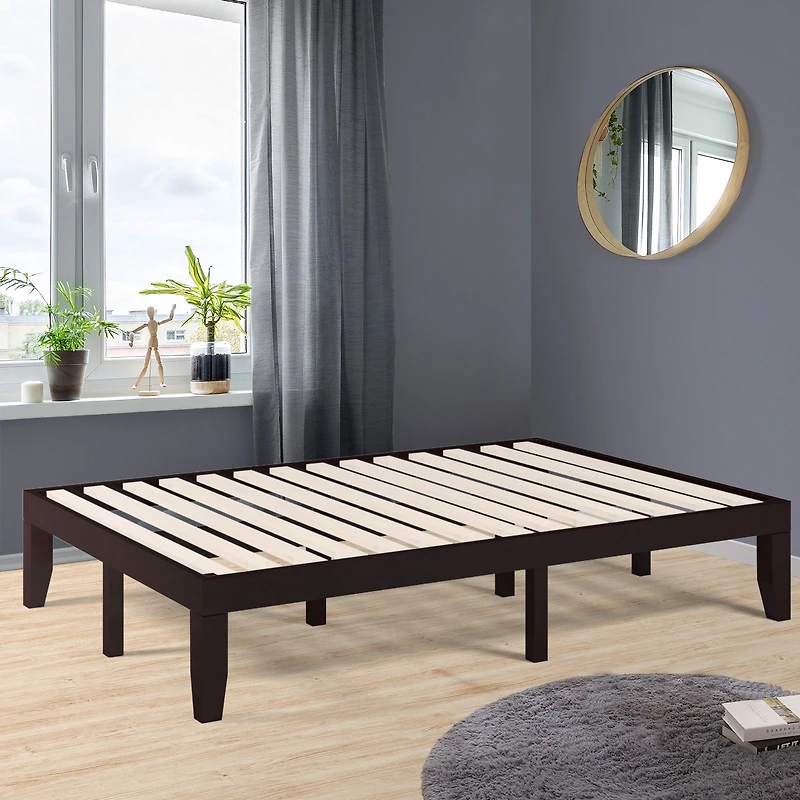 Full Wood Platform Bed Frame, Slat Support