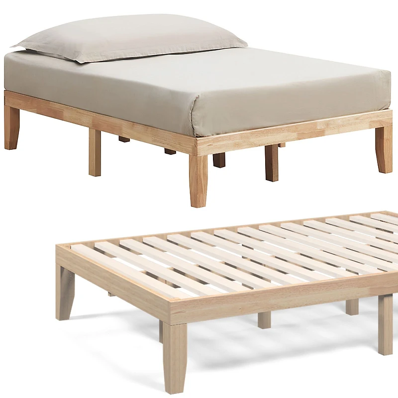 Full Wood Platform Bed Frame, Slat Support