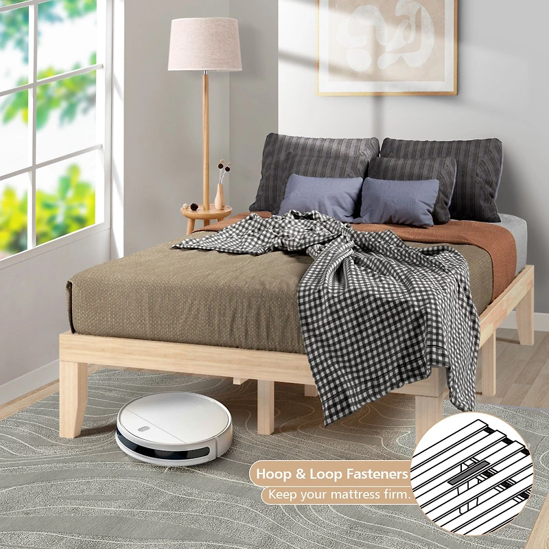 Full Wood Platform Bed Frame, Slat Support