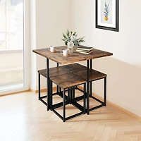 5-Piece Metal Frame Dining Set, Compact Table and 4 Stools