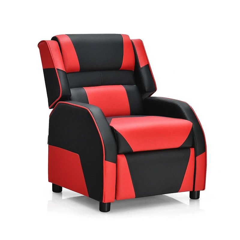 Kids Youth PU Leather Gaming Sofa Recliner, Headrest and Footrest - Red