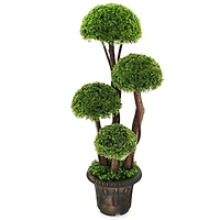 Decorative Artificial Cedar Topiary Tree with Rattan Trunk - 3 ft
