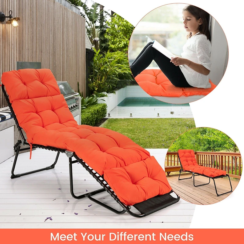 Outdoor Lounge Chaise Cushion, String Ties for Garden Poolside
