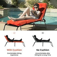 Outdoor Lounge Chaise Cushion, String Ties for Garden Poolside