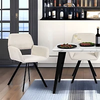 Chaises de salle à manger pivotantes à 360° rembourrées, Ensemble de 2 - Beige