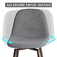 Set of 2 Grey Fabric Swivel Counter Barstools by Maison Classique