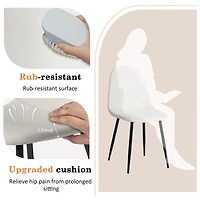 Elegant Fabric Dining Chairs in Cream White with Sleek Black Legs by Maison Classique, Set of 4