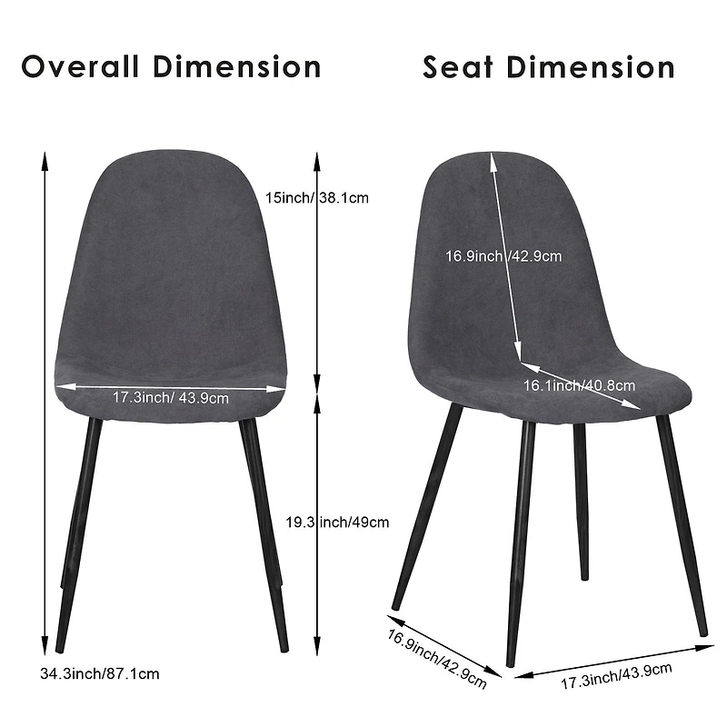 Ensemble de 4 chaises de salle à manger en tissu  - Gris