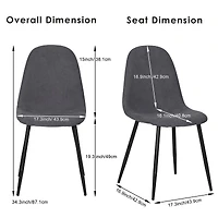 Ensemble de 4 chaises de salle à manger en tissu  - Gris