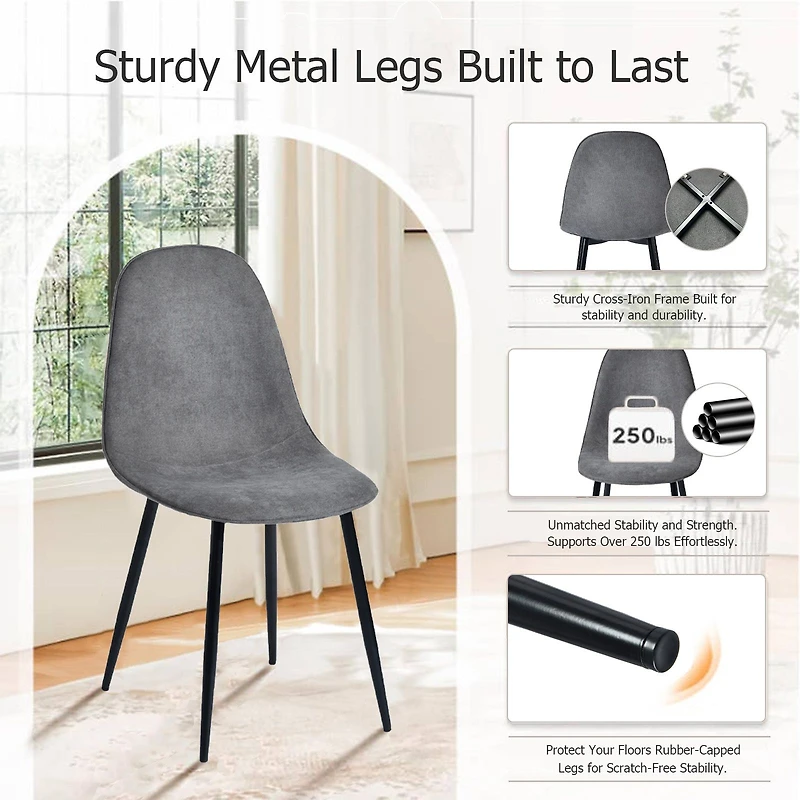 Maison Classique 5-Piece Minimalist Dining Set With Upholstered Dining Chairs