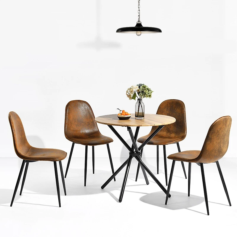 31.5" Round Dining Table with Crisscross Metal Base