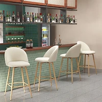 Tabourets de comptoir modernes en tissu beige, Ensemble de 4