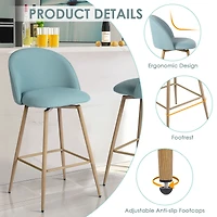 Set of 2 Blue Fabric Swivel Counter Barstools by Maison Classique