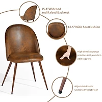 Set of 2 Brown Suede Modern Dining Chair with Walnut Legs by Maison Classique