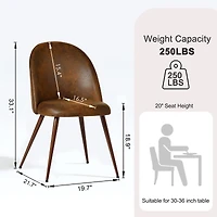 Set of 2 Brown Suede Modern Dining Chair with Walnut Legs by Maison Classique