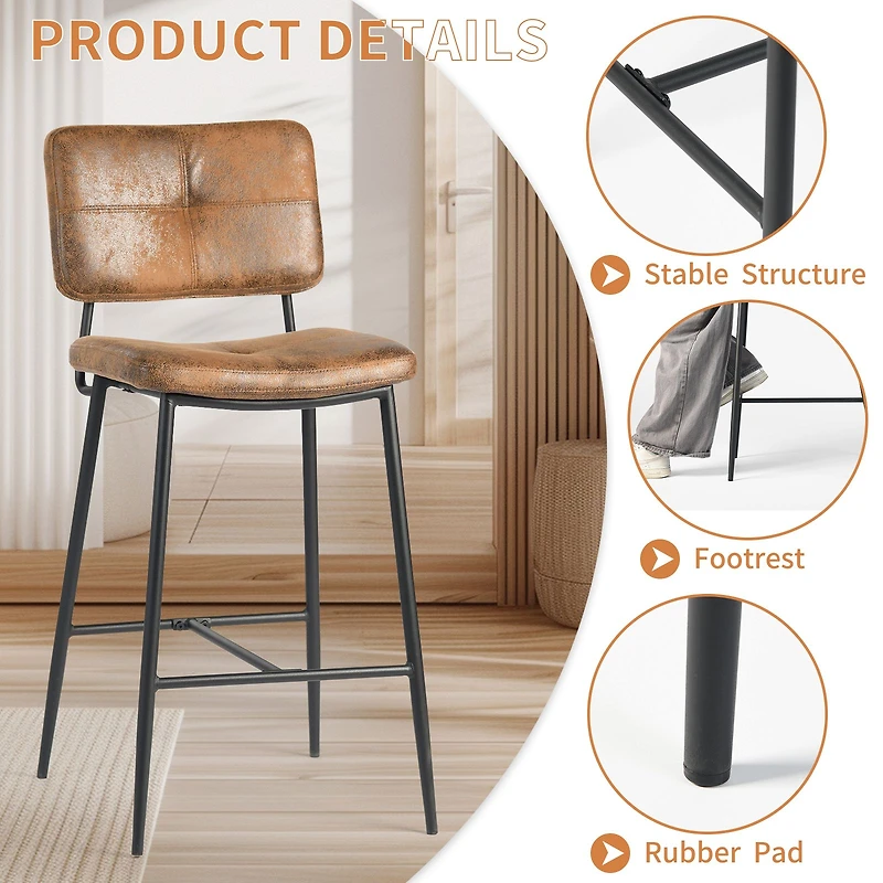 Set of 2 Independence 27.2" Counter Stools in Brown by Maison Classique