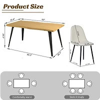 Ensemble de salle à manger 5 pièces avec table en bois manufacturé et chaises beiges