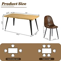 5-Piece Dining Set Natural Wood Table with Dining Chairs
