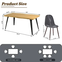 5-Piece Dining Set Manufactured Wood Table with Grey Dining Chairs