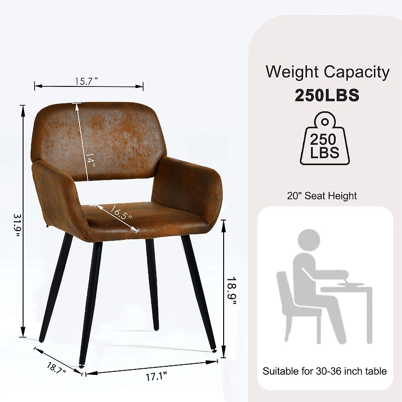 Set of 2 Brown Suede Dining Chairs by Maison Classique