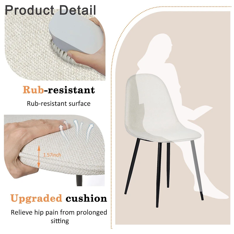 Maison Classique Dining Set Including Marble White Dining Table with Beige Dining Chairs, 5 Pieces  