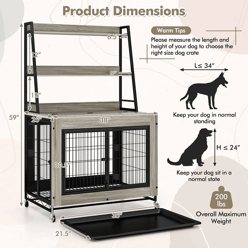 Industrial Dog Kennel Crate Furniture, Storage Shelves