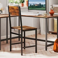 Industrial Kitchen Side Chairs Set of 2, Metal Legs and Slanted Back - Rustic Brown