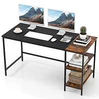Computer Writing Desk with Storage Shelves - 55"
