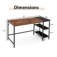 Industrial Style Writing Desk with Storage Shelves - 55"