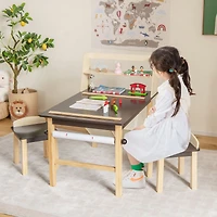 Ensemble de table et chaises d'art pour enfants, rouleau de papier et bacs de rangement - Couleur café