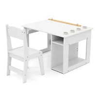 Kids Art Table and Chair Set Toddler Craft Drawing Desk - White