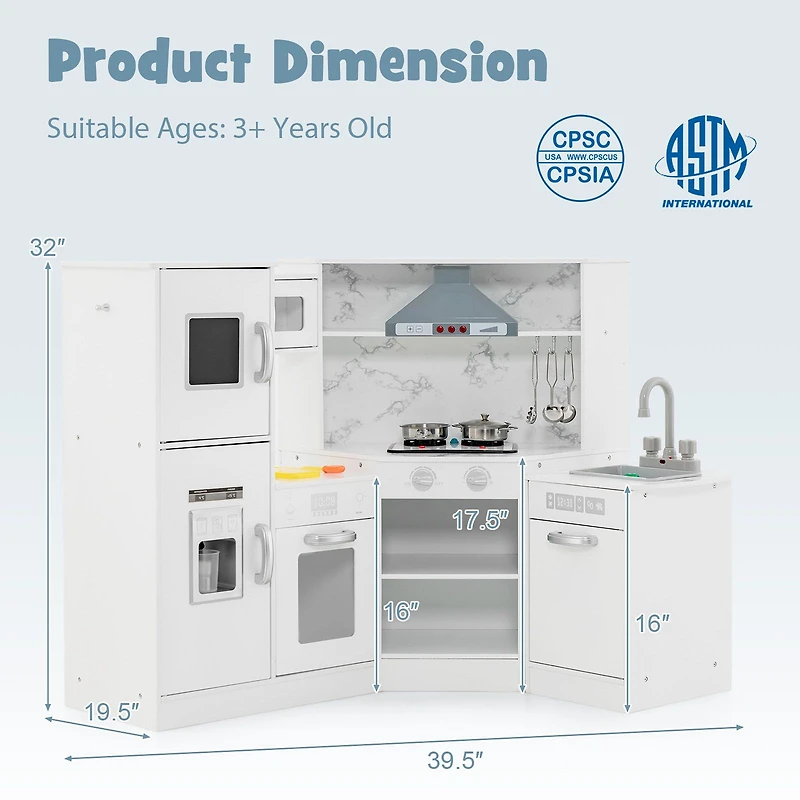 Kids Corner Pretend Kitchen Playset, Separated Washing Basin