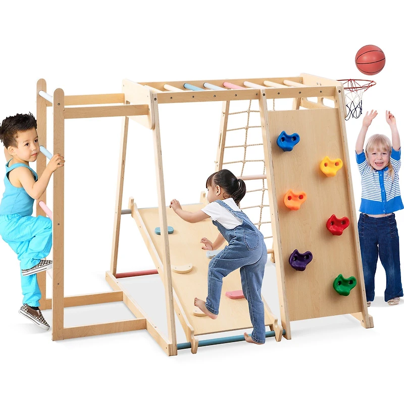 Kids Indoor Playground 6-in-1 Jungle Gym, For 3-14 Years Old