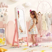 Kids Jewelry Organizer, Full Length Mirror Drawers and Storage Shelves - White