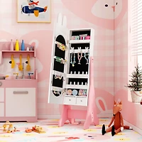 Kids Jewelry Armoire Cabinet, 2 Tilt Angles and Large Capacity - White
