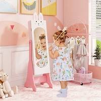 Kids Jewelry Armoire Cabinet, 2 Tilt Angles and Large Capacity - White