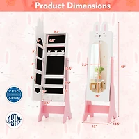 Kids Jewelry Armoire Cabinet, 2 Tilt Angles and Large Capacity - White