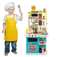 Kids Kitchen Playset Pretend Play Kitchen, Realistic Sounds and Lights