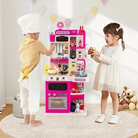 Kids Kitchen Playset Pretend Play Kitchen, Realistic Sounds and Lights