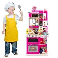 Kids Kitchen Playset Pretend Play Kitchen, Realistic Sounds and Lights