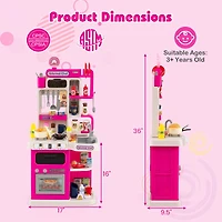 Kids Kitchen Playset Pretend Play Kitchen, Realistic Sounds and Lights