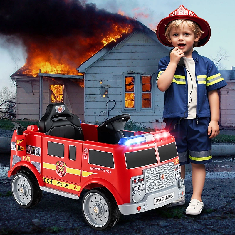 Camion de pompiers pour enfants, télécommande et extincteur - Rouge