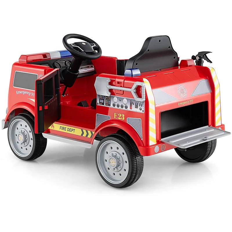 Kids Ride on Fire Truck, Remote Control and Extinguisher - Red