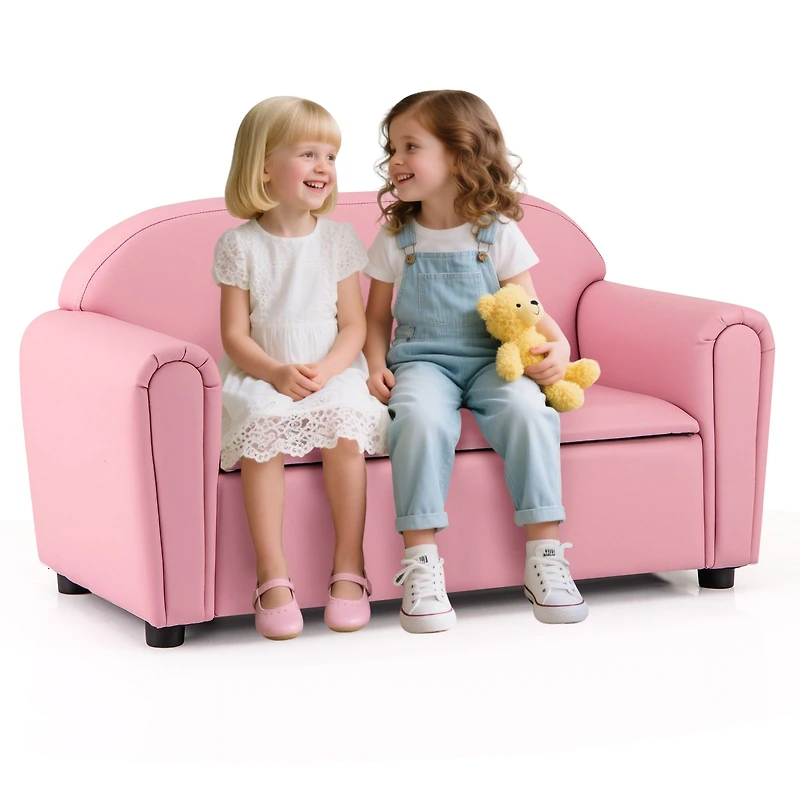 Kids Sofa Armrest Chair, Storage Function - Pink