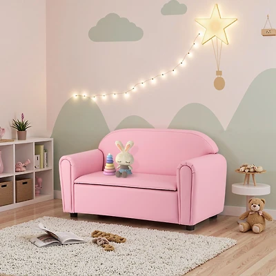 Kids Sofa Armrest Chair, Storage Function - Pink