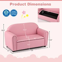 Kids Sofa Armrest Chair, Storage Function - Pink