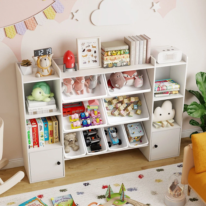 Kids Toy Storage and Bookshelf, Boxes Open Shelves