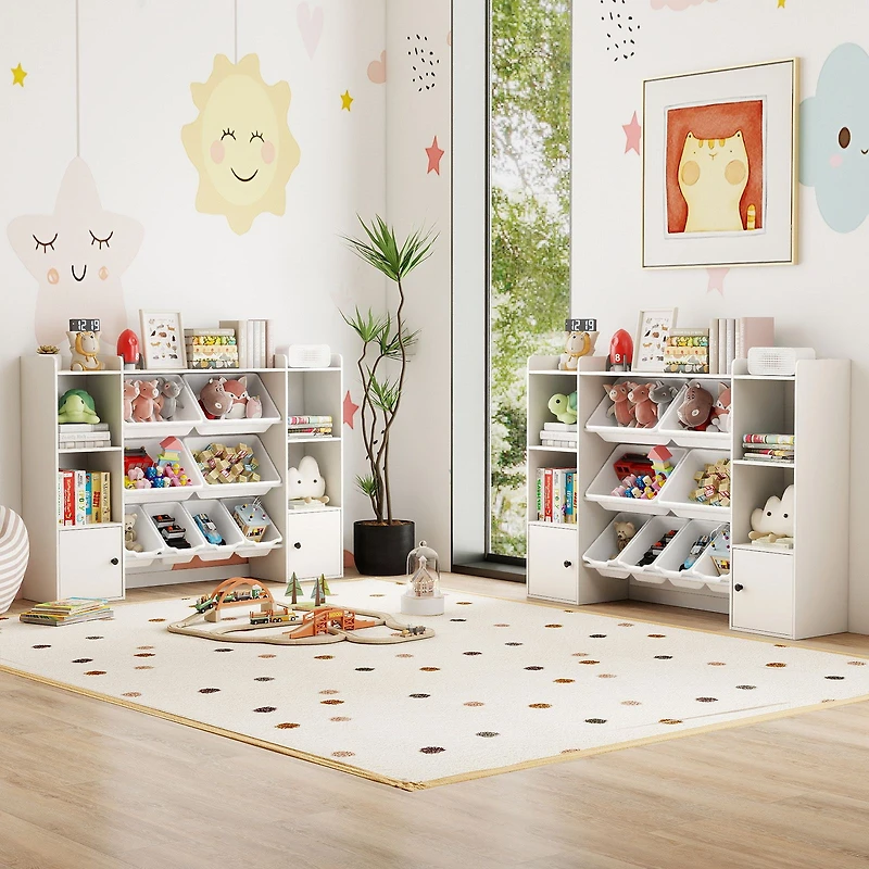 Kids Toy Storage and Bookshelf, Boxes Open Shelves