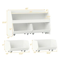 Kids Toy Storage Organizer Wooden Bookcase, 2 Movable Drawers - White