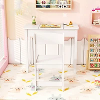 Ensemble 2-en-1 pour enfants comprenant une coiffeuse et chaise, miroir rabattable